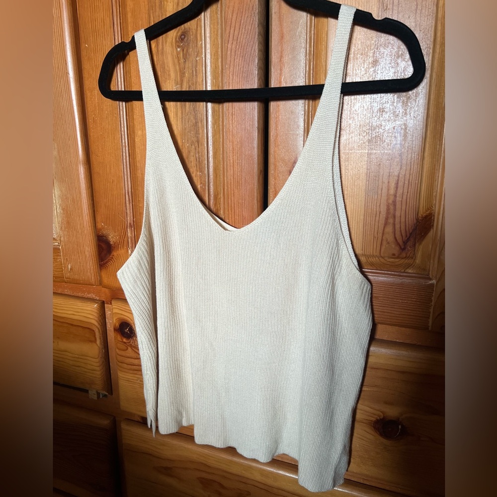 Forever 21 Cream Ribbed Knit Tank Top